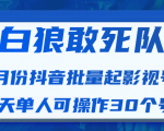 白狼敢死队最新抖音短视频批量起影视号(一天单人可操作30个号)视频课程-学习资源库