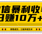 微信暴利收单日赚10万+,IP精准流量黑洞与三板斧成交术帮助你迅速步入正轨(完结)-学习资源库