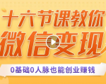 十六节课教你零基础微信变现,用单品打爆市场,每月收入超过10万+-学习资源库