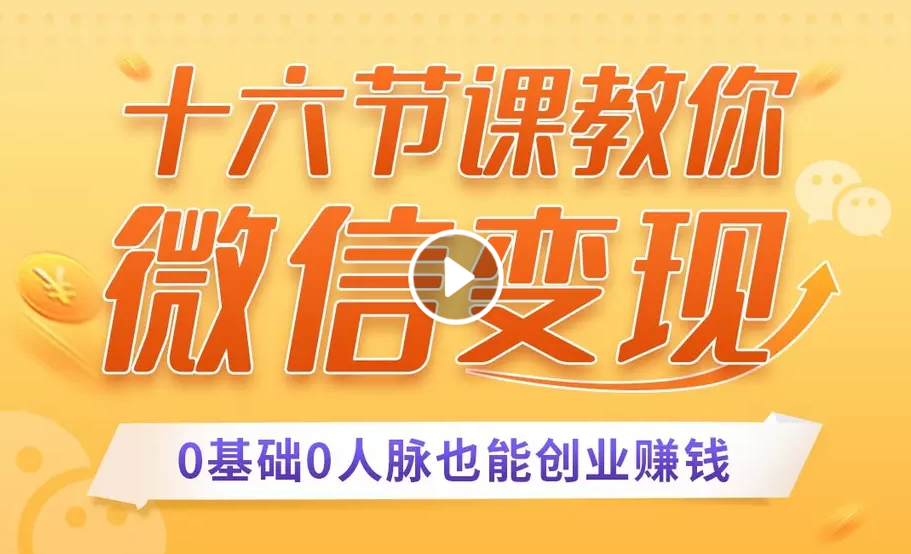 十六节课教你零基础微信变现，用单品打爆市场，每月收入超过10万+-学习资源库