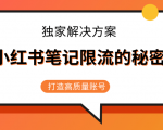 小红书笔记限流的秘密,被限流的笔记独家解决方案,打造高质量账号(共3节视频)-学习资源库