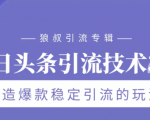 狼叔今日头条引流技术3.0,打造爆款稳定引流的玩法,VLOG引流技术-学习资源库