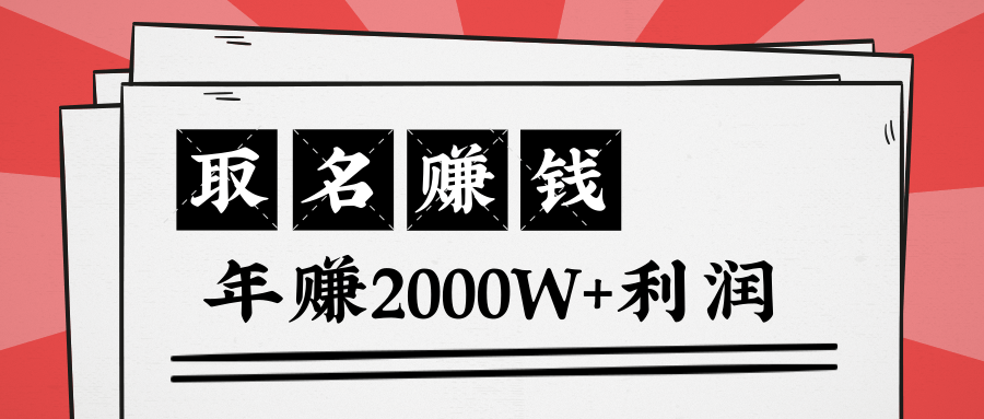 王通：不要小瞧任何一个小领域，取名技能也能快速赚钱，年赚2000W+利润-学习资源库