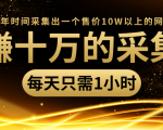年赚十万的采集站,每天却只需要1小时,一年时间采集出一个售价10W以上的网站-学习资源库