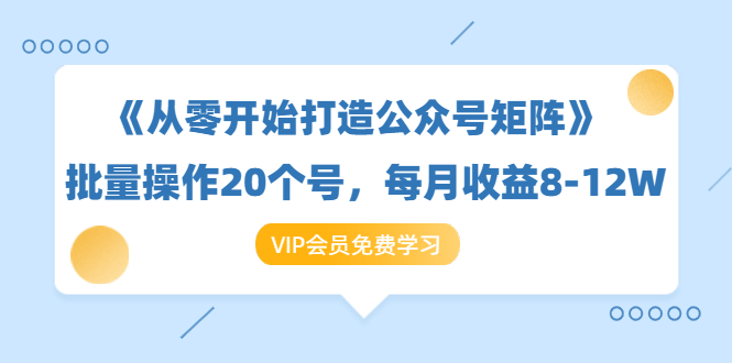 《从零开始打造公众号矩阵》批量操作20个号，每月收益大概8-12W（44节课）-学习资源库