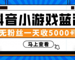 赚钱计划:抖音小游戏蓝海项目,无粉丝一天收入5000+-学习资源库