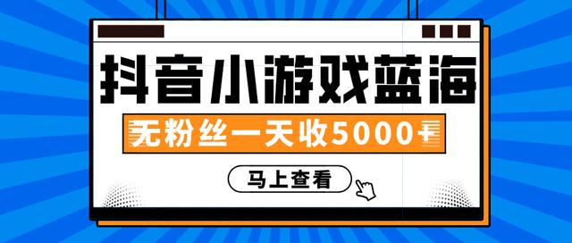 赚钱计划：抖音小游戏蓝海项目，无粉丝一天收入5000+-学习资源库