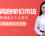 抖音高单价带货项目,一单佣金几十上百元,核心套路月入几十万(共3节)-学习资源库