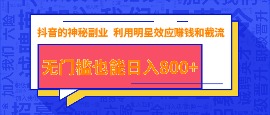 抖音上神秘副业项目，利用明星效应赚钱和截流，无门槛也能日入800+-学习资源库