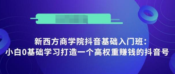 抖音基础入门班：小白0基础学习打造一个高权重赚钱的抖音号-学习资源库