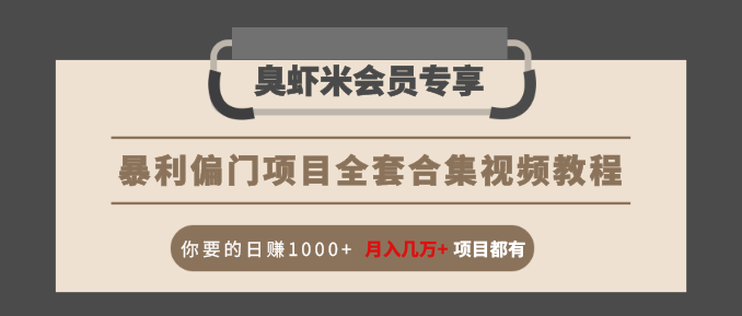 暴利偏门项目全套合集视频教程：你要的日赚1000+月入几万+项目都有-学习资源库