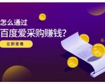 大王·怎么通过百度爱采购赚钱,已经通过百度爱采购完成200多万的销量-学习资源库