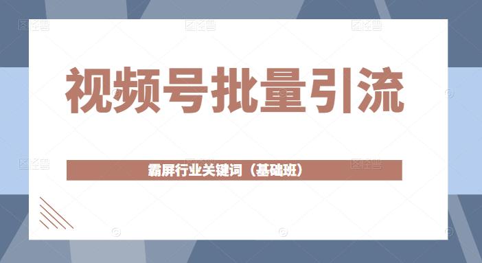 视频号批量引流，霸屏行业关键词（基础班）全面系统讲解视频号玩法-学习资源库