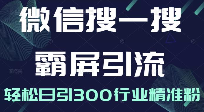 微信搜一搜霸屏引流课，打造被动精准引流系统，轻松日引300行业精准粉-学习资源库