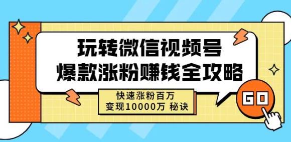 玩转微信视频号爆款涨粉赚钱全攻略，快速涨粉百万变现万元秘诀-学习资源库