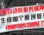 【原创神器】短视频全自动一键剪辑视频,一秒生成100个原创视频(软件+视频+免费卡密)-学习资源库
