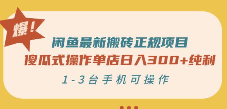 闲鱼最新搬砖正规项目：傻瓜式操作单店日入300+纯利，1-3台手机可操作-学习资源库