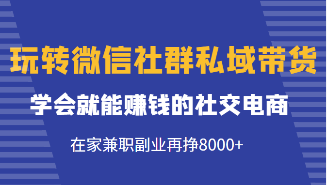 玩转微信社群私域带货，学会就能赚钱的社交电商，在家兼职副业再挣8000+-学习资源库