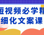 短视频必学精细化文案课，提升你的内容创作能力、升级迭代能力和变现力（价值333元）-学习资源库
