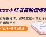 2022小红书高阶训练营:爆文制造技巧,低预算高roi投放技巧,内容营销思维-学习资源库