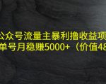 公众号流量主暴利撸收益项目,单人单号月稳赚5000+(价值480元)-学习资源库
