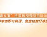 “毒文案”抖音短视频项目玩法，小程序拿图即可变现，复盘经验分享给大家-学习资源库