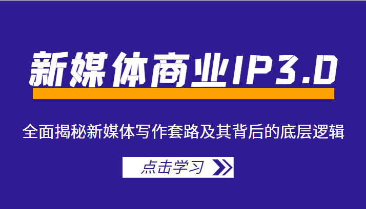 新媒体商业IP3.0，全面揭秘新媒体写作套路及其背后的底层逻辑（价值1299元）-学习资源库