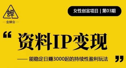 资料IP变现，能稳定日赚3000起的持续性盈利玩法-学习资源库