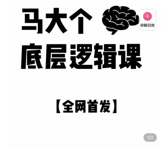 马大个·底层逻辑课，51节底层逻辑智慧课-价值1980元-学习资源库
