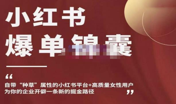 小红书爆单锦囊，自带种草属性+高质量女性用户，为你的企业开辟一条新的掘金路径-学习资源库