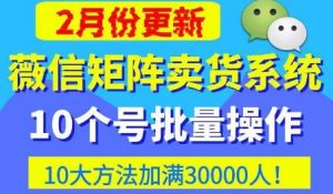 微信矩阵卖货系统，多线程批量养10个微信号，10种加粉落地方法，快速加满3W人卖货！-学习资源库