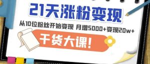 21天精准涨粉变现干货大课：从10位粉丝开始变现月增5000+变现20w+-学习资源库