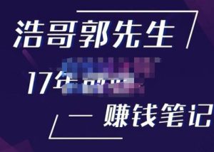 浩哥郭先生17年创业赚米笔记，打开你对很多东西的认知，让你知道原来赚钱或创业不单单是发力就行-学习资源库