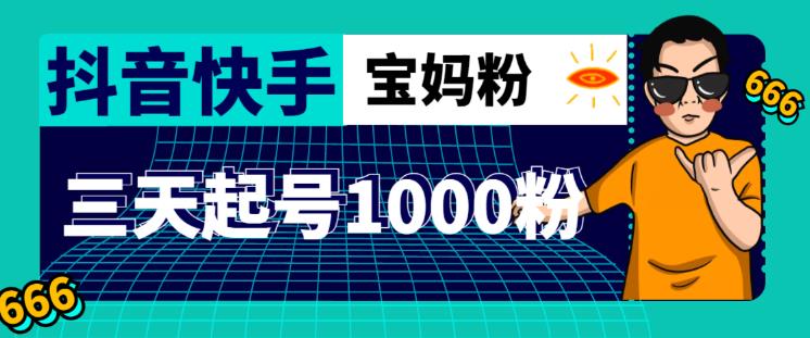 抖音快手三天起号涨粉1000宝妈粉丝的核心方法【详细玩法教程】-学习资源库