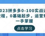 2023拼多多0-100实战运营教程,0基础起步,运营知识一手掌握-学习资源库