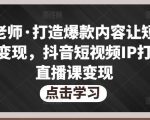 不韦老师·打造爆款内容让短视频快速变现,抖音短视频IP打造及直播课变现-学习资源库