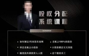 韩老师聊美业-美业股权分配系统课程,如何制定约束股东规则+老板占100%的股份+单店老板占小股份等-学习资源库