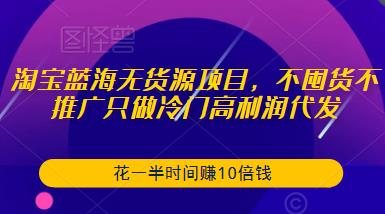 淘宝蓝海无货源项目，不囤货不推广只做冷门高利润代发，花一半时间赚10倍钱-学习资源库