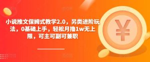 小说推文保姆式教学2.0,另类进阶玩法,0基础上手,轻松月撸1w无上限,可主可副可兼职-学习资源库