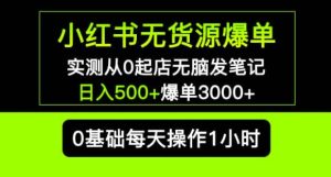 小红书无货源爆单实测从0起店无脑发笔记爆单3000+长期项目可多店-学习资源库