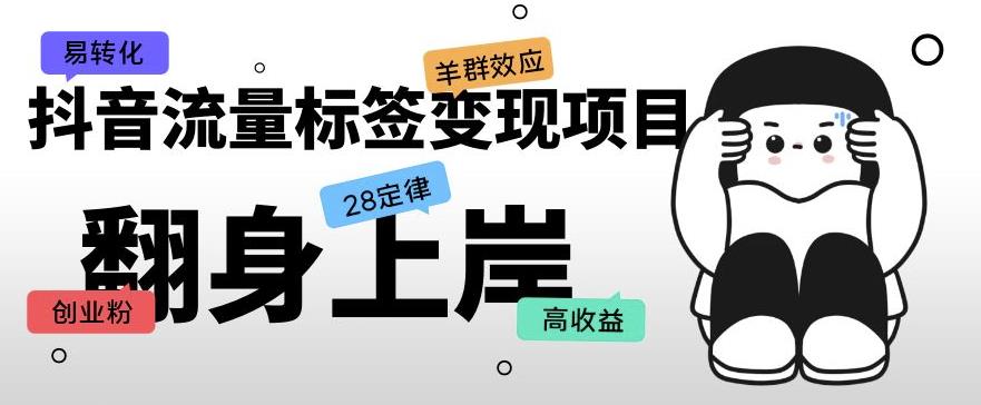 抖音流量标签变现项目，抖音创业粉轻松转化，单价高收益简单-学习资源库
