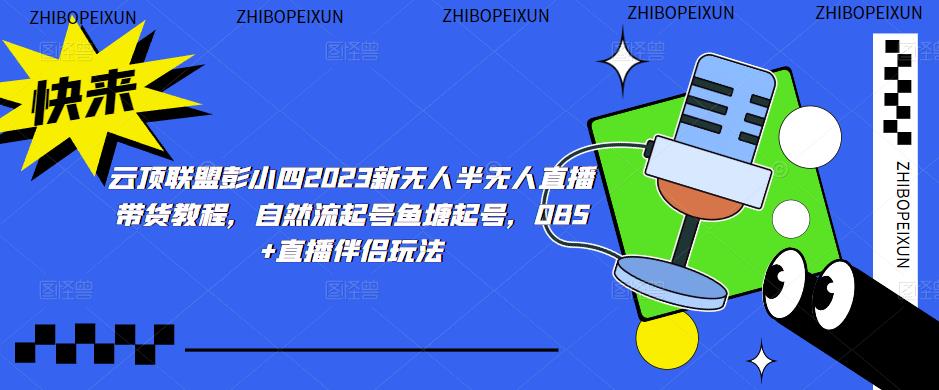 云顶联盟彭小四2023新无人半无人直播带货教程，自然流起号鱼塘起号，OBS+直播伴侣玩法-学习资源库