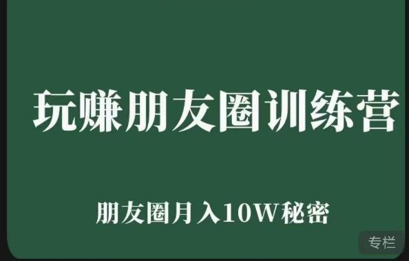 玩赚朋友圈系统课，朋友圈月入10W的秘密，​7天系统图文课程-学习资源库