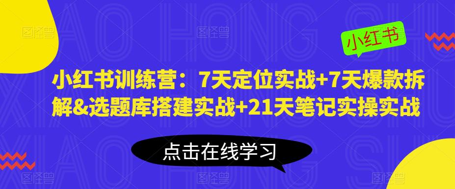 小红书训练营：7天定位实战+7天爆款拆解&选题库搭建实战+21天笔记实操实战-学习资源库