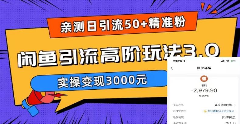 亲测日引50+精准粉，闲鱼引流高阶玩法3.0，实操变现3000元【揭秘】-学习资源库