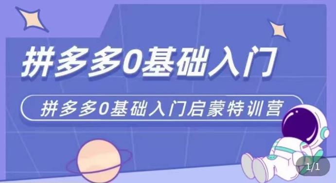 拼多多运营0-1实操特训营，拼多多0基础入门，从基础到进阶的可实操玩法-学习资源库