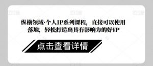 纵横领域·个人IP系列课程,直接可以使用落地,轻松打造出具有影响力的好IP-学习资源库