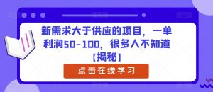 新需求大于供应的项目，一单利润50-100，很多人不知道【揭秘】-学习资源库