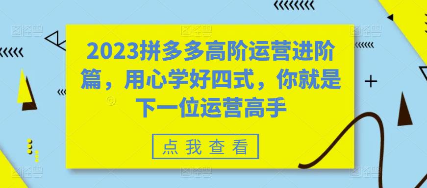 2023拼多多高阶运营进阶篇，用心学好四式，你就是下一位运营高手-学习资源库