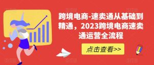跨境电商-速卖通从基础到精通,2023跨境电商速卖通运营全流程-学习资源库